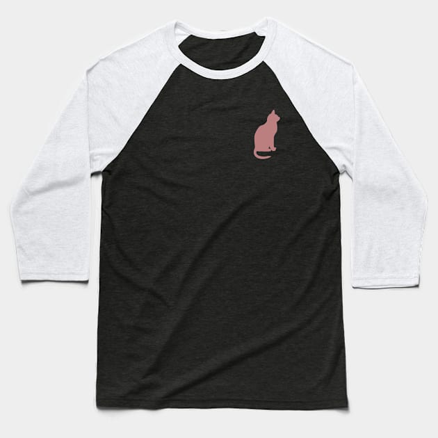 Cat Silhouette - Pink Baseball T-Shirt by TheWildOrchid